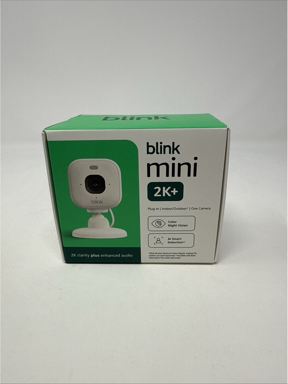 Blink Mini 2K+ Indoor Outdoor Plug-In Security Camera White Color Night Vision